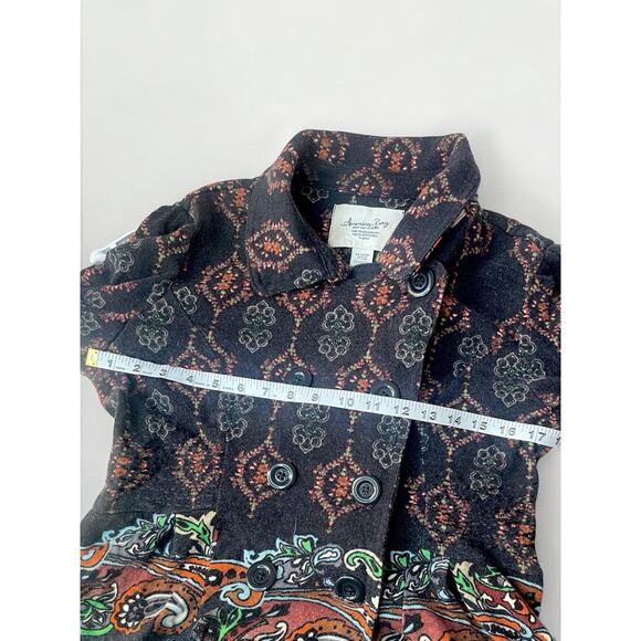 American Rag Boho Paisley Ruffle Blazer M Floral Artsy Cottagecore Coquette - Picture 5 of 6